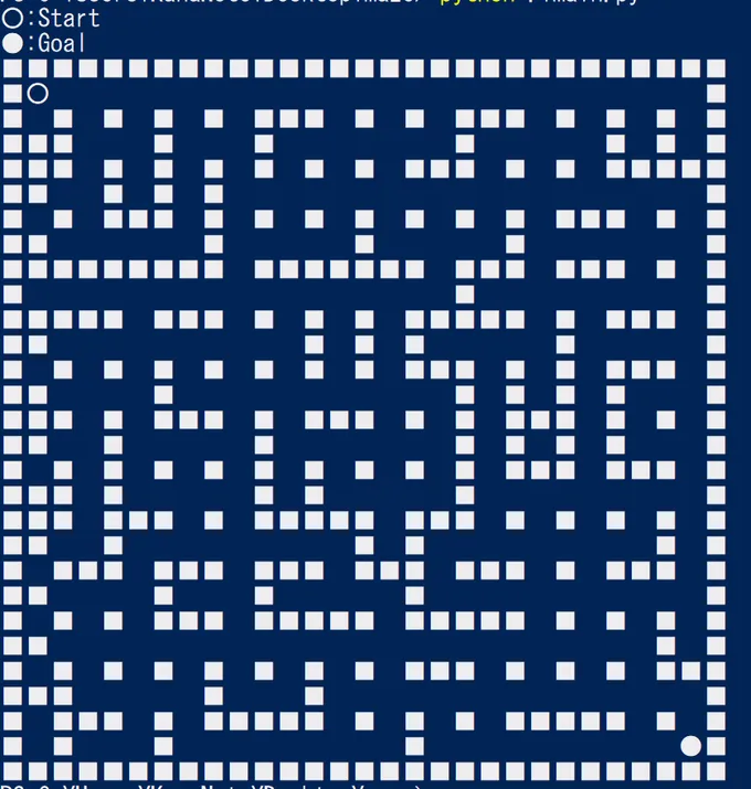 PythonでCUI上にて迷路をつくる